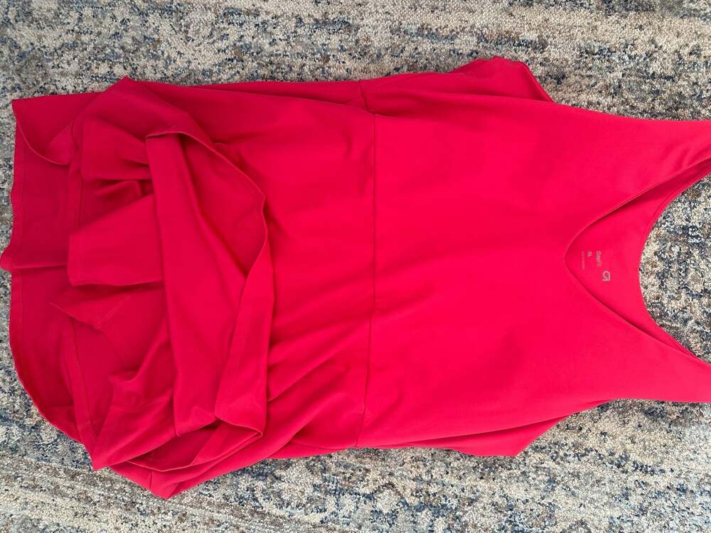 GapFit Sleeveless Ruffled Athletic Mini Dress, Red, Size XL